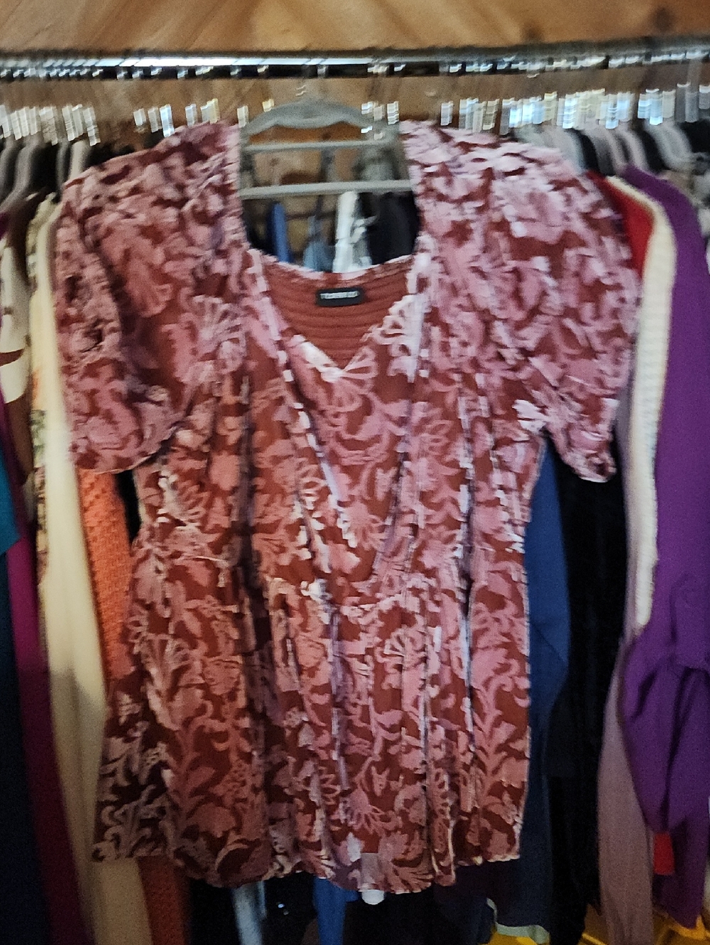 Red velvet floral top